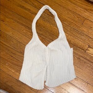 SHEIN White Ribbed Cut Out Crop Top